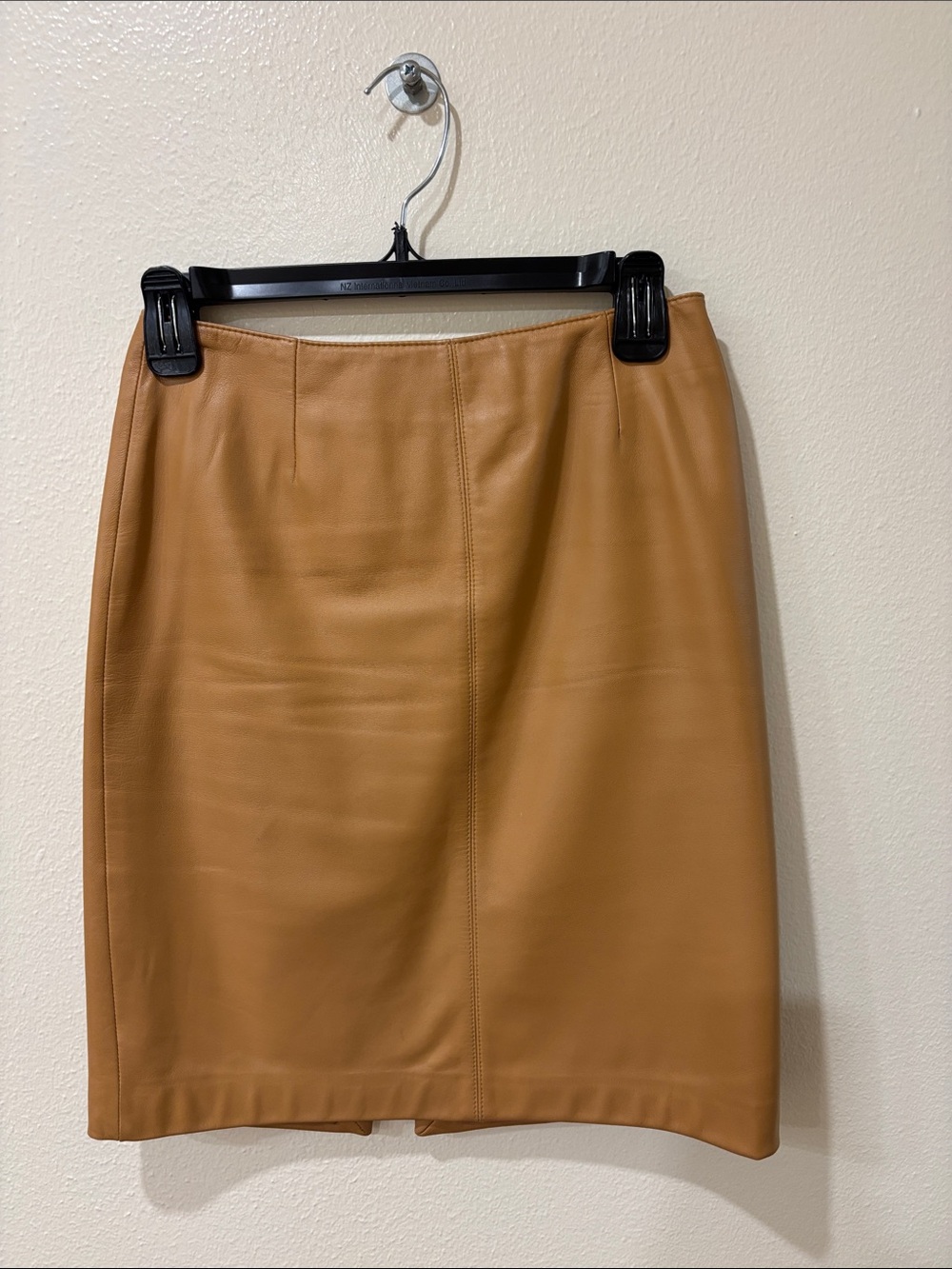 Lord & Taylor Camel Leather Pencil Skirt